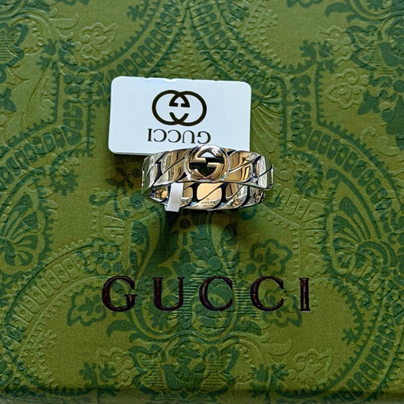 Gucci Silver Chain Ring - Interlocking G, Unisex, Size 10 - Picture 4 of 7